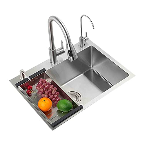 Évier de cuisine 20 x 14 acier inoxydable bac encastrable avec accessoires