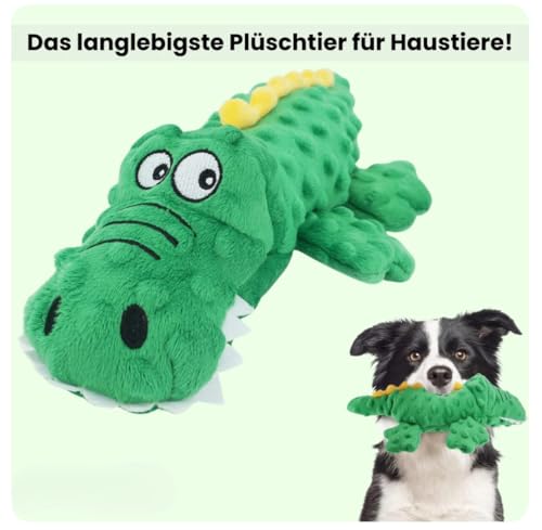 Awlve Bella Balu Unzerstörbares Hundespielzeug Quietschend Krokodil, Hunde Kuscheltier Unzerstörbar, Zahnreinigung Quietschspielzeug Hund (A-grün,Einheitsgröße)