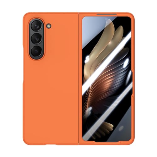 Coque Samsung Galaxy Z Fold 5 ultra fine orange mate avec film écran intégré