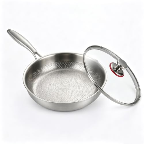 Hapetll Titanium Pans for Cooking 10/12Inch No Coating Non-stick Titanium Cookware Best Pans for Cooking - Free of PFAS/PFOA/PTFE Induction & Oven-Safe Dishwasher Safe (10in)