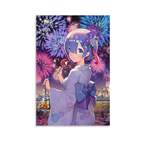 yingzi Kimono Rem Anime Re Zero - Lienzo decorativo para pared (50...