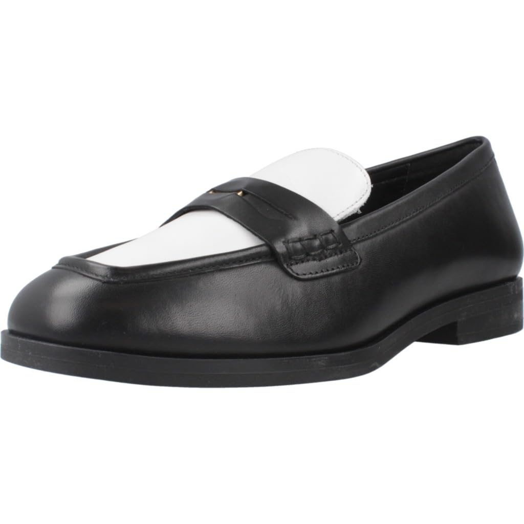 Geox Women's D Cloridie A Moccasin, Black White, 6 UK