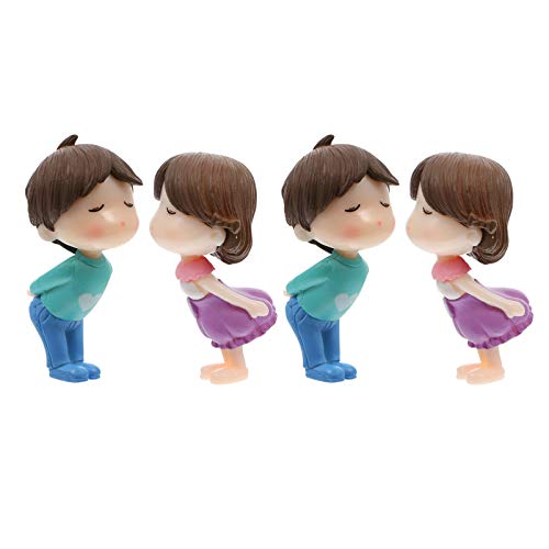 2 Sets of Couples Figurine Cake Topper Desktop Ornaments for Valentines Day Wedding Birthday Decorations