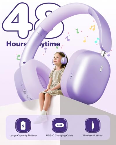 Casque sans fil Bluetooth 5.4 enfant pliable violet Wentronic - 6