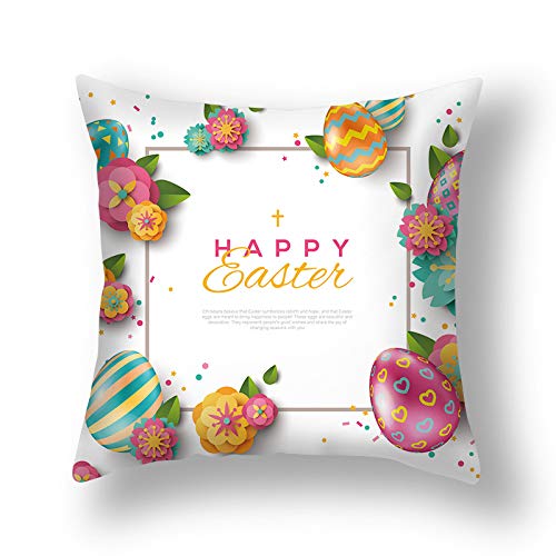 Set Di 4 Federe Per Cuscini Primaverili Con Coniglietti E Uova Di Pasqua, 45x45 Cm, Tessuto Resistente, Chiusura Con Cerniera. Perfette Per Decorare Divano, Letto E Spazi Esterni. Lavabili In Lavatrice. - 2