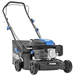 Hyundai 16" / 40cm Petrol Lawnmower, 139cc 4-Stroke Engine, Hand Push, 7 Cutting Heights 25-75mm, 40L Grass Bag - 3 Year Warranty
