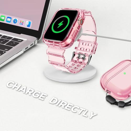 DABAOZA Compatible for Clear Apple Watch Band 45mm 44mm 42mm ClearPink by DABAOZA - Used condition - Image 5