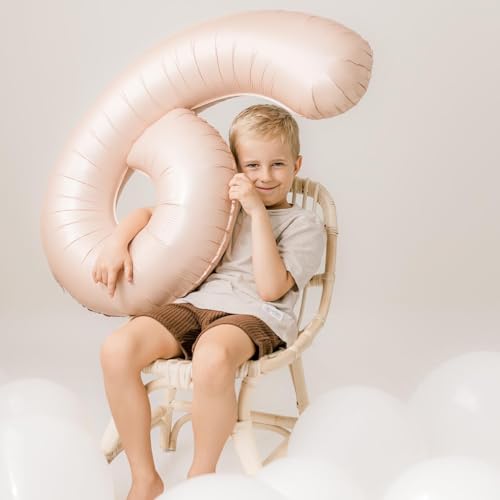 Image of Light Brown 6 Balloon, Tan Number Balloons 40 Inch, 6th Balloons for Beige Birthday Decorations, Sandy Brown and Black Party Supplies 6 Birthday Balloon, Khaki Number 6 Balloon