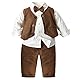 SXSHUN Baby Jungen Anzüge Gentleman Sakkos Kleinkinder Taufe Hochzeit Weihnachten Kinder Smoking Bekleidungsset, braun, 2 Jahre(Größenetikett: 90cm)