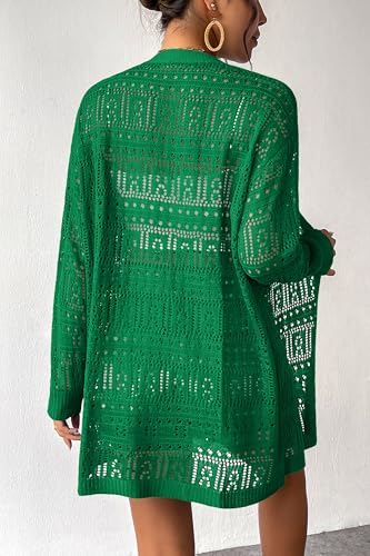 Image of Zeagoo Womens 2026 Summer Crochet Cardigan Sweaters Lightweight Long Sleeve Open Front Kimono Boho Knit Cover Ups
