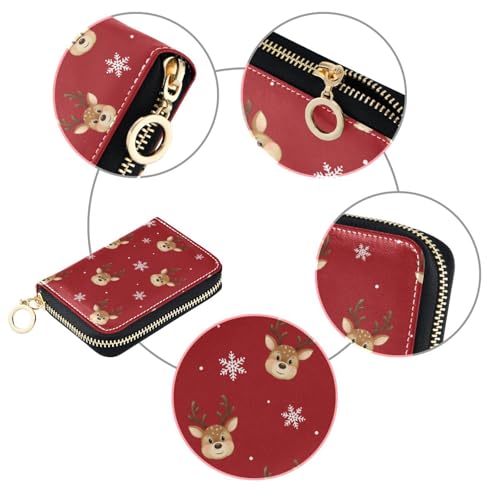 RFID Credit Card Holder Christmas Reindeer Elk Deer Leather With Zipper Card Case Wallet for Women Girls3