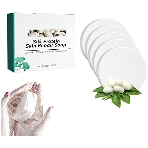 QKKO SkinFerm Collagen Milk Whitening Soap, goats milk soap, Silk Protein Goat Milk Soap, All Natural Brightening Skin Soap, Exfoliating and Brightening Moisturizing Repair Soap (Round,5pcs) Cover