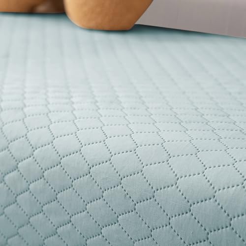 Image of HOKIPO Polyester Quilted Sofa Cover Mats For 1 /2 /3 Seater Sofa And L Shape. Make Your Own Sofa Cover Set, Mat Length 90(D) X 60(L) Cm, Light Sky Blue (In-716-Lsbl)