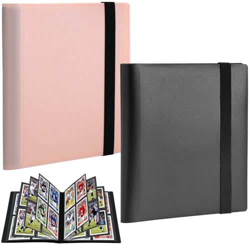 2 carpetas de tarjetas coleccionables de 4 bolsillos: álbum de tarjetas de piel sintética con 160 bolsillos con 20 páginas de carga lateral, carpeta de tarjetas coleccionables duradera para Pokemon