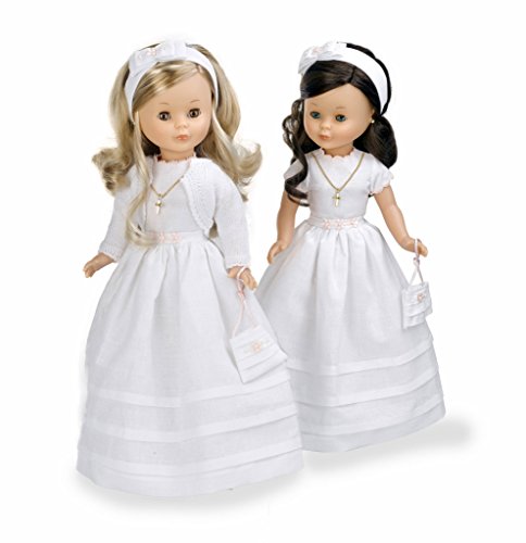 Nancy - Muñeca Vestida de Primera Comunión, Morena, con Vestido Blanco, de Estilo clásico, para colección y Regalar, Famosa (700011490)