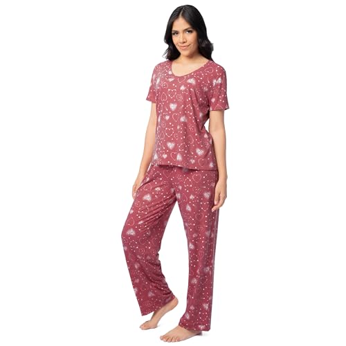 Image of Fruit of the Loom womens Short Sleeve Tee and Pant 2 Piece Sleep Set