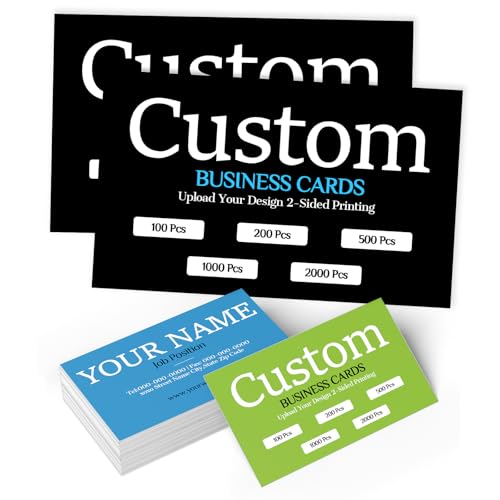 Custom Business Cards 3.5x2 inch – 300gsm Matte Waterproof Paper Front & Back Printed with Logo/Text/QR Code – 100 200 500 1000 2000 Pcs for Professionals