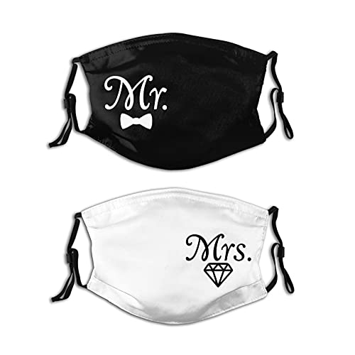 Hobson Reginald Just Married Wedding Face mask,Mr and Mrs Matching Couple Masks,Matching Masks for Valentine's Day, Wedding