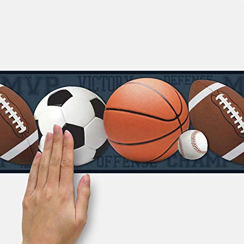 Roommates Rmk11503Bd Sports Balls Peel And Stick Wallpaper Border, Blue, Orange #TOP1