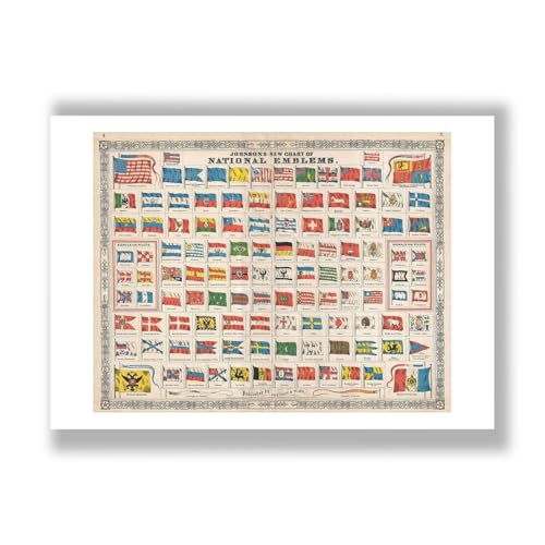 Tableau des drapeaux du monde Johnson pour décorer un bureau ou salon