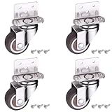 Skelang 4 Pcs 1 Inch Side Mounting Casters, TPE Swivel Plated Caster Wheels, L- Shaped Mute Wheel, Replacement for Baby Bed, Carts Trolley, Kitchen Cabinet, Furniture, Table, Loading Capacity 100 Lbs