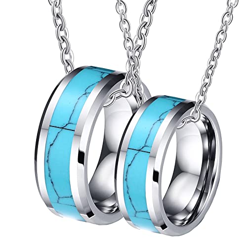Colliers couple pour 2 amoureux, pendentif bague gravable gravure personnalisable fantaisie
