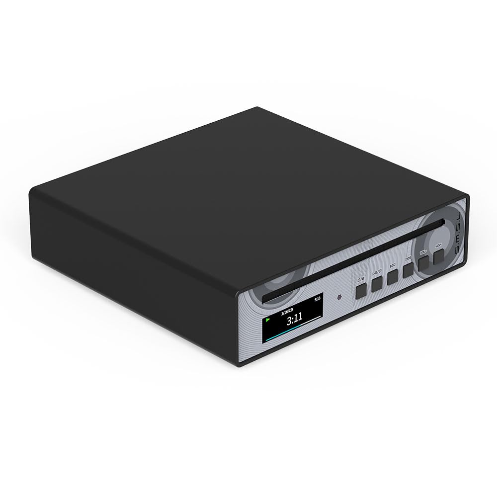SMSL PL100 PRO wielofunkcyjny odtwarzacz CD, 2 x wysokiej klasy chipy DAC CS43131, obsługuje bezstratne odtwarzanie MQA z pilotem zdalnego sterowania (czarny)