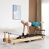 Pilates Reformer Machine Rubber Wood Pilates Bed Exercise Strength Training Foldable Reformer Equipment for Studio Home Gym Yoga Workout Mute Pilates Chair