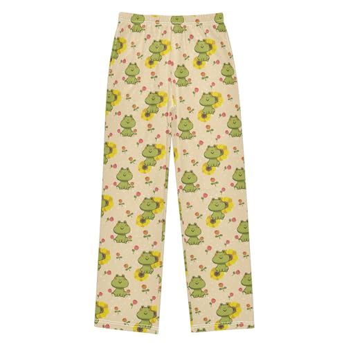 ZZXXB Frog Sunflowers Boys Long Pants Soft Trousers Elastic Waist Kids Lounge Bottoms with Pockets S-XL