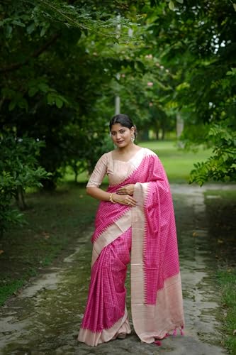 Image of SATIKA VASTRAM Tussar Silk Saree Solid Design Pure Soft Thread Weaving Contrast Border And Rich Pallu With Blouse Piece
