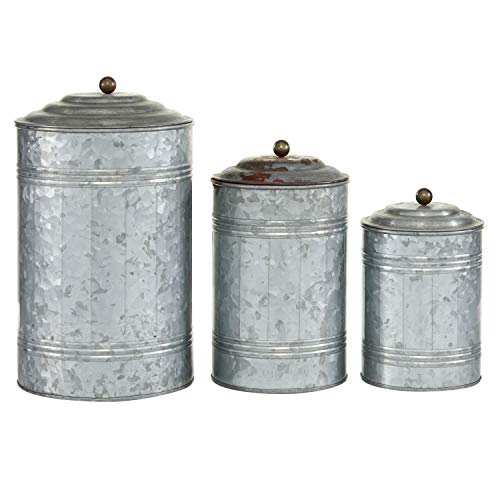 Deco 79 Metal Decorative Jars With Lids, Set Of 3 12", 9", 8"H, Gray #TOP1