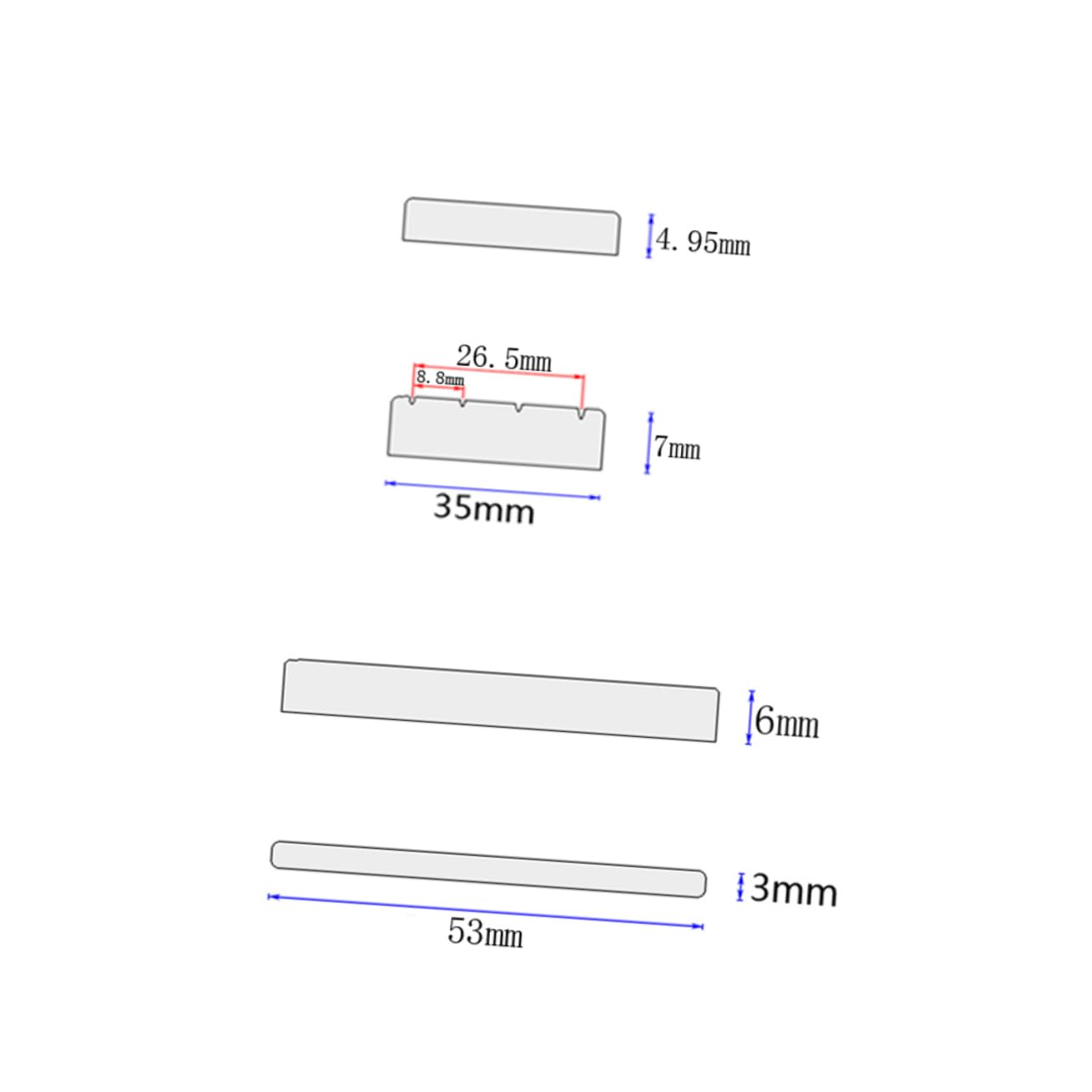 Wakauto Gl72 Classical Guitar Bridge Saddle Nut Plastic Replacement Improve Playability Sound Easy Cutting for Customizati