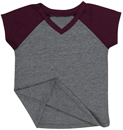 Image of ToBeInStyle Kids Boys Girls Cotton Jersey Contrast Raglan V-Neck Tee T-Shirts