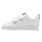 adidas Kids' VS Advantage Clean Sneaker, White/White/Green, 6 Medium US Toddler