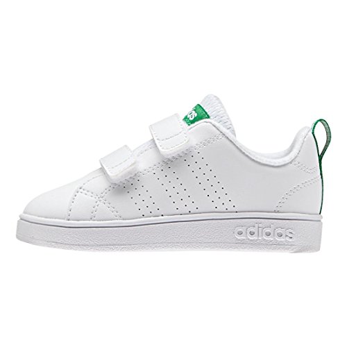 adidas Kids' VS Advantage Clean Sneaker, White/White/Green, 6 Medium US Toddler