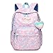CaranÂ·Y Backpack for Girls Light Weight Waterproof Elementary Large space Love decoration Starry Pattern School Bookbag with Adjustable Shoulder Strap Fit Over 6 Years Old Boys Girlsï¼ˆPink Blueï¼‰