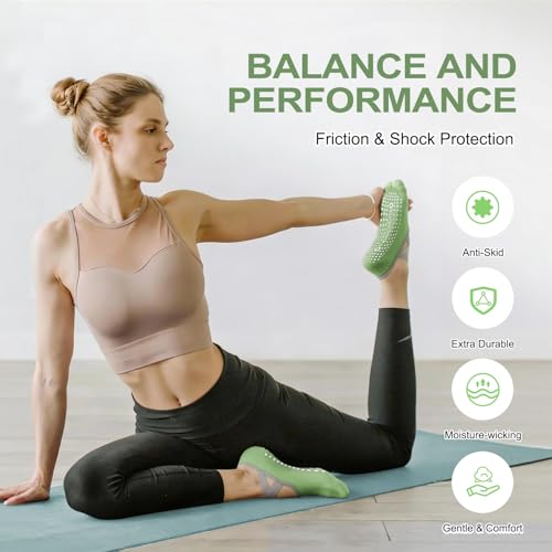Image of 3 /6 Pairs Pilates Socks for Women,Grip Yoga Socks Non Slip for US Sizes 6.5-10