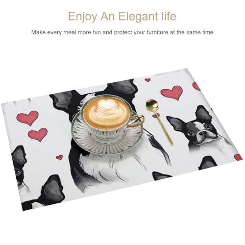 Sets de table Boston Terrier imperméables anti-tache en PVC - 4