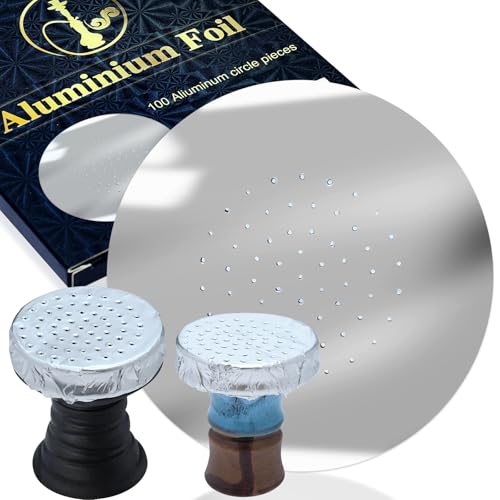 Professional Pre-Punched Hookah Foil - 100 Pcs of 5.5 Inch Heavy Duty 0.03mm Aluminum Shisha Foils for Perfect Heat Management (100)
