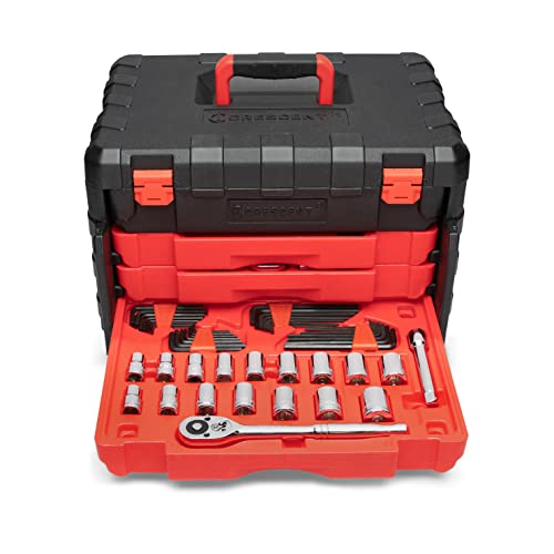 Crescent 229 Piece 1/4", 3/8" & 1/2" Drive Mechanics Hand Tool Set with 3 Drawer Storage Case - CTK229C