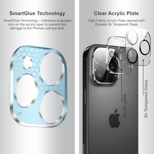 Image of SupCares Premium Camera Lens Protector Tempered Glass Compatible For iPhone 16 Pro and iPhone 16 Pro Max With Installation Kit | Edge to Edge Coverage | Transparent | Pack of 2