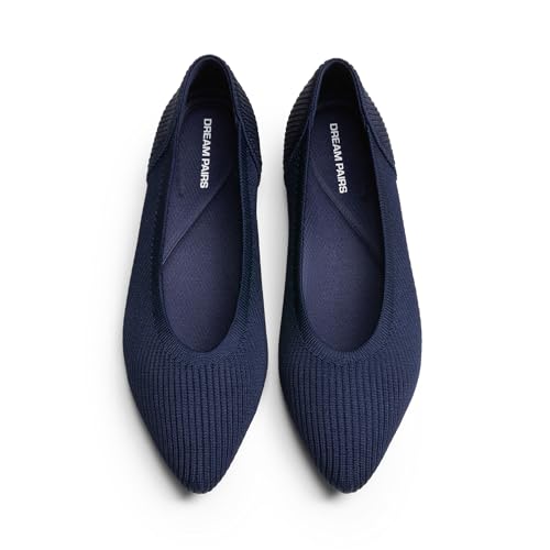 DREAM PAIRS Zapatos Planos de Ballet de Punto para Mujer Cómodos Lavables Flexibles Transpirables Casuales Clásicos para Trabajo Oficina,Size 39,Armada,SDFA26003W