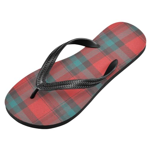 Plaid Square Red Flip Flops for Beach Thong Sandals Anti-slip Lightweight Beach Slippers for Summer Outdoor Travel2