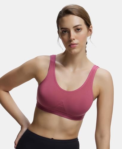 Image of Jockey 1376 Women Super Combed Cotton Elastane Active Bra | Wirefree | Non Padded | Full Coverage Slip-On with Wider Straps | Fabric
