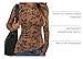 ZESICA Womens Floral Long Sleeve Shirts 2025 Fall Boat Neck Mesh Ruched Tops Fitted Asymmetrical Going Out Blouses,Khaki,Large