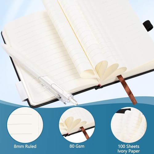 Bafiwu Mini Notizbuch, 2 Stück Notizheft A6, 9,5 cm x 14,5 Notitzbuch Klein, Mitstifthalter Schwarz PU Notizbuch Leder, zum Notieren Einkaufszettel, für to do Liste Block, Arbeit Notizbücher