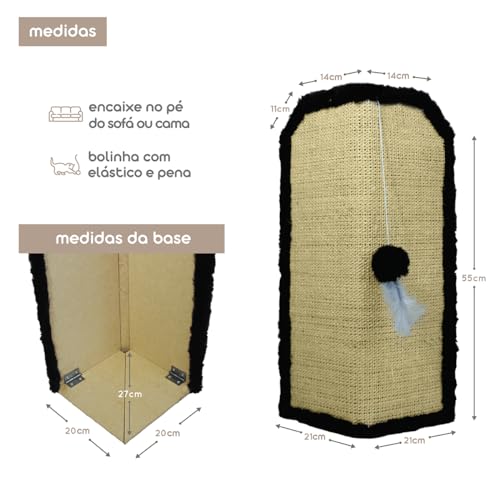 Kit com 2 Arranhador Protetor para Canto de Sofá e Cama Base Interna Preto