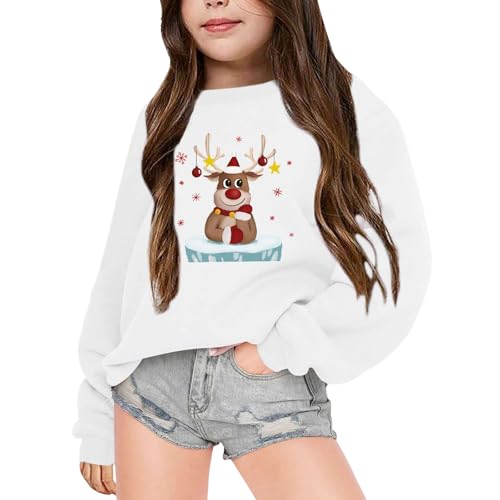 Charming Christmas Reindeer Hoodie for Kids Festive Xmas Jumper with Red Nose & Bell Cozy Holiday Sweatshirt