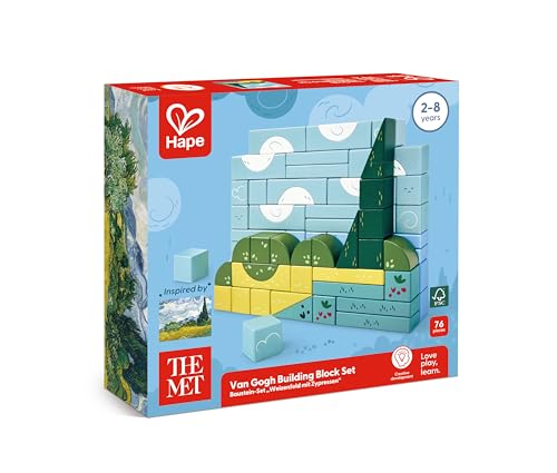 Hape x The Met Van Gogh Wheat Field with Cypresses Building Block Set, Art-Inspired Building Block Set for Toddlers & Kids Ages 2-8, Creative Educational Construction Set for Early Development