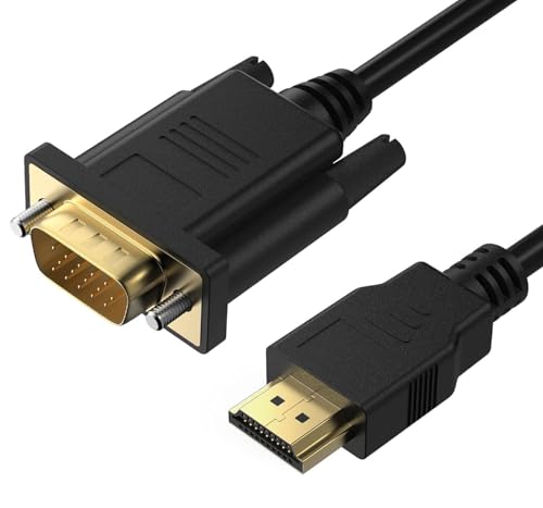PANPEO HDMI to VGA Adapter Cable 6ft, Gold-Plated Connectors -